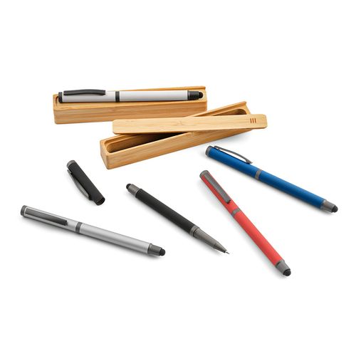 blue Bolígrafo táctil Woolf;de rInox. Tinta Dokumental® negra de 1 km