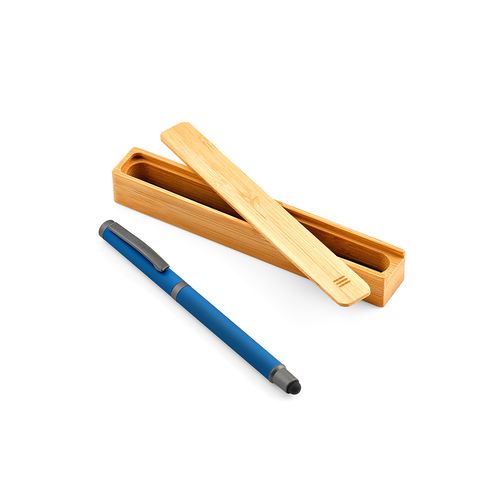 blue Bolígrafo táctil Woolf;de rInox. Tinta Dokumental® negra de 1 km
