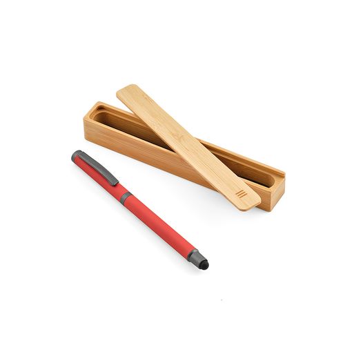 red Bolígrafo táctil Woolf;de rInox. Tinta Dokumental® negra de 1 km