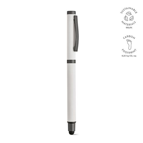 white Bolígrafo táctil Woolf;de rInox. Tinta Dokumental® negra de 1 km