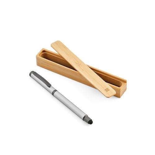 plateado Bolígrafo táctil Woolf;de rInox. Tinta Dokumental® negra de 1 km