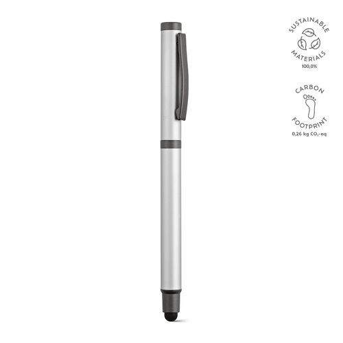 plateado Bolígrafo táctil Woolf;de rInox. Tinta Dokumental® negra de 1 km