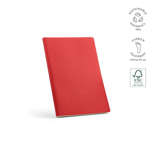 red Cuaderno Bronte A5 de tapa blanda de cartón reciclado. Papel FSC®