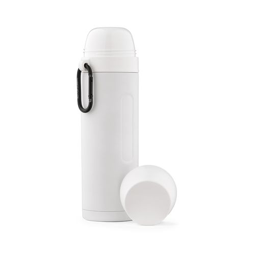 white Termo Loire; de rInox, 810 ml. Incluye 2 tazas y mosquetón