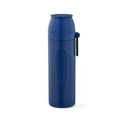 azul marino Termo Loire; de rInox, 810 ml. Incluye 2 tazas y mosquetón