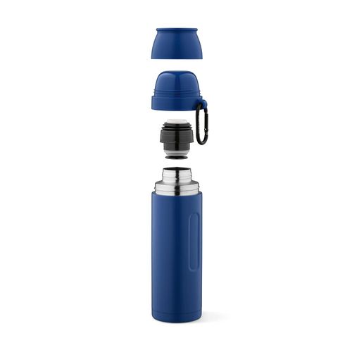 azul marino Termo Loire; de rInox, 810 ml. Incluye 2 tazas y mosquetón