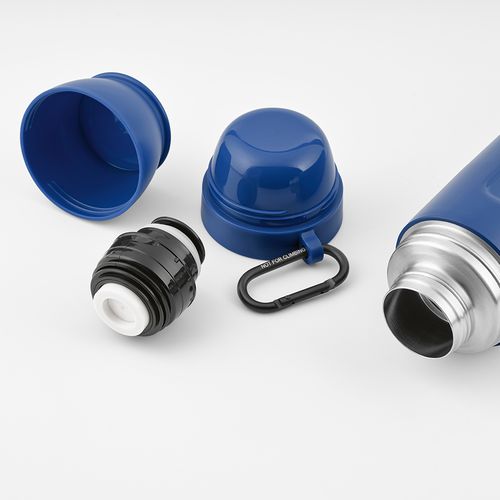 azul marino Termo Loire; de rInox, 810 ml. Incluye 2 tazas y mosquetón