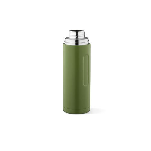 ejército verde Termo Loire; de rInox, 810 ml. Incluye 2 tazas y mosquetón