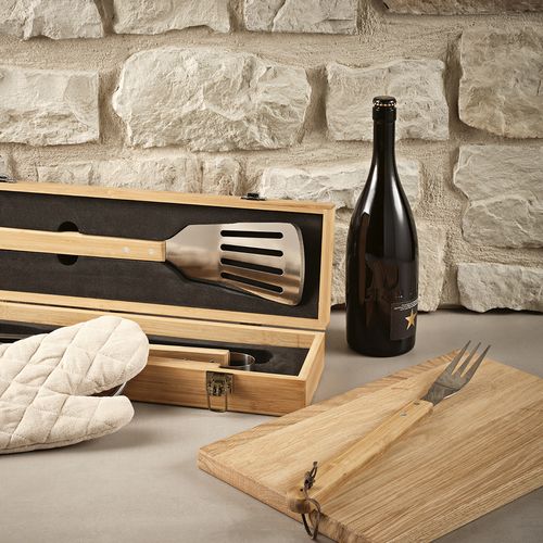 Set barbecue Turner bambou,mallette: pince, fourchette et spatule - 4