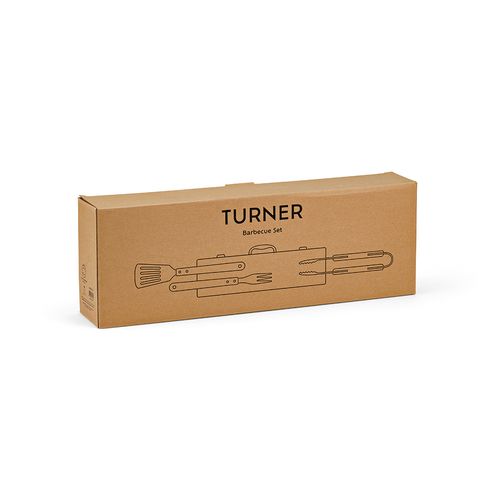 Set barbecue Turner bambou,mallette: pince, fourchette et spatule