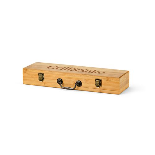 Set barbecue Turner bambou,mallette: pince, fourchette et spatule