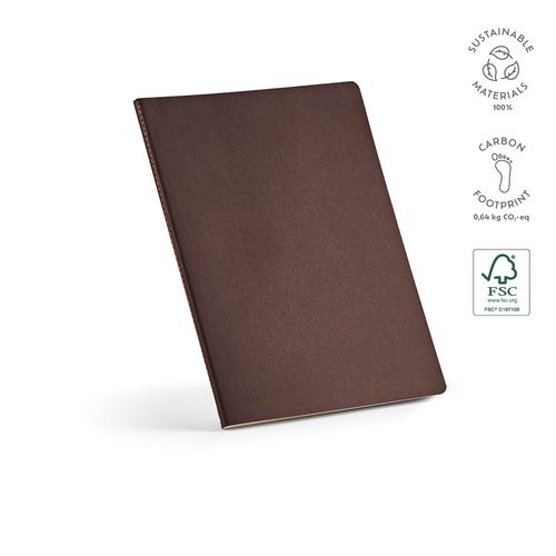 marrón Libreta Bronte A4 de tapa blanda de cartón reciclado. Papel FSC®