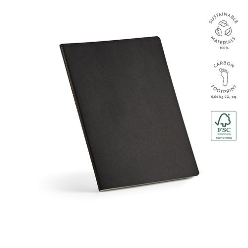 black Libreta Bronte A4 de tapa blanda de cartón reciclado. Papel FSC®