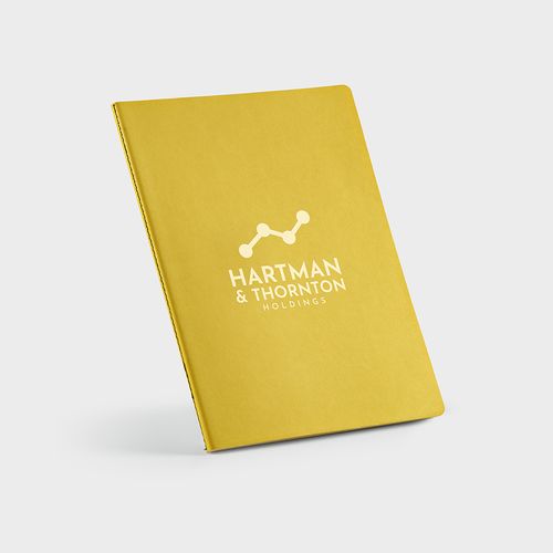 Libreta Bronte A4 de tapa blanda de cartón reciclado. Papel FSC