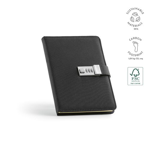 Carnet Melville rPET, fermeture métal, 192p 70g/m²