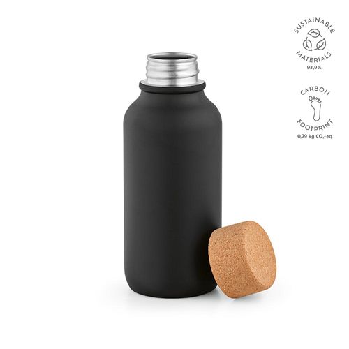black Botella Volga; de rInox y corcho, 530 ml. Pared simple, hermética