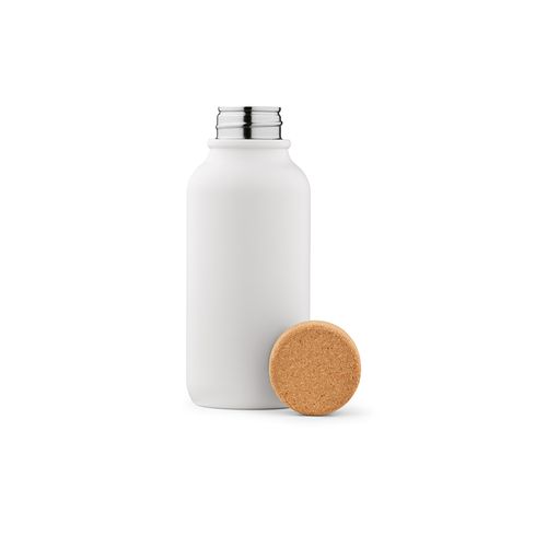 white Botella Volga; de rInox y corcho, 530 ml. Pared simple, hermética