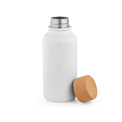 white Botella Volga; de rInox y corcho, 530 ml. Pared simple, hermética