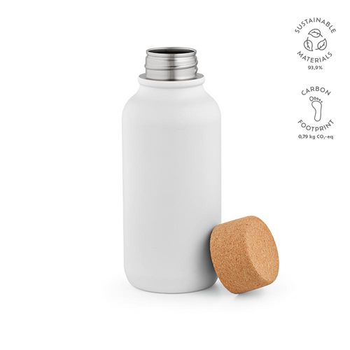 white Botella Volga; de rInox y corcho, 530 ml. Pared simple, hermética