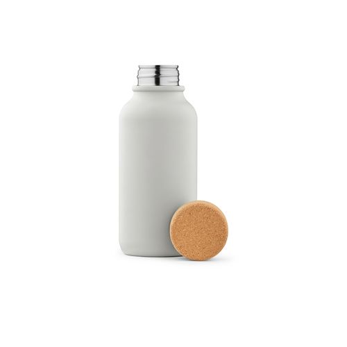 gris claro Botella Volga; de rInox y corcho, 530 ml. Pared simple, hermética