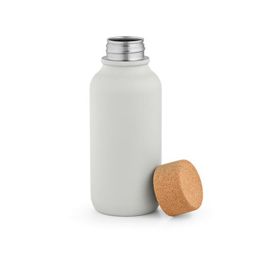 gris claro Botella Volga; de rInox y corcho, 530 ml. Pared simple, hermética