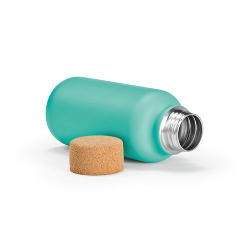 Botella Volga; de rInox y corcho, 530 ml. Pared simple, hermética