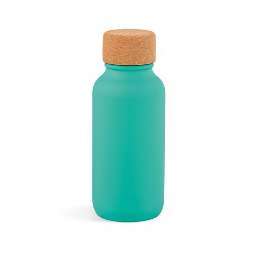 turquesa Botella Volga; de rInox y corcho, 530 ml. Pared simple, hermética