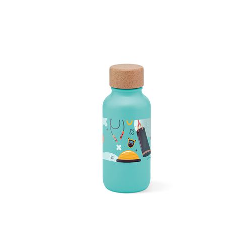 turquesa Botella Volga; de rInox y corcho, 530 ml. Pared simple, hermética