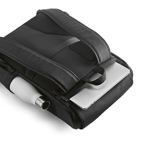 black Mochila Lisbon; 20L de PU reciclado, para portátil de 15.6