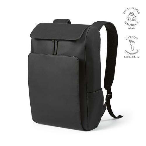 black Mochila Lisbon; 20L de PU reciclado, para portátil de 15.6