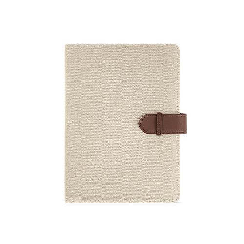 Carpeta Eliot A5 de rCotton. Bloc de 64 hojas FSC y cierre de rPU