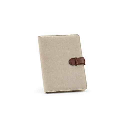 natural Carpeta Eliot A5 de rCotton. Bloc de 64 hojas FSC® y cierre de rPU