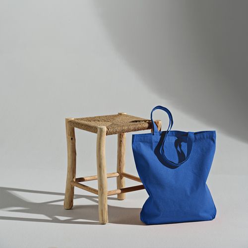 azulón Bolsa compra Annapurna; rCotton 180 gsm. Asas de 65 cm y fuelle