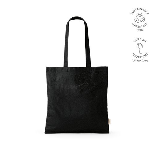black Bolsa de compra Everest; algodón reciclado 140 gsm Asas de 65 cm