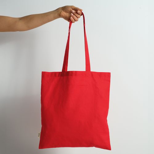 red Bolsa de compra Everest; algodón reciclado 140 gsm Asas de 65 cm