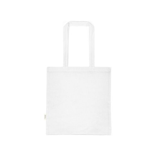 white Bolsa de compra Everest; algodón reciclado 140 gsm Asas de 65 cm