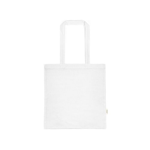 white Bolsa de compra Everest; algodón reciclado 140 gsm Asas de 65 cm