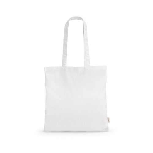 white Bolsa de compra Everest; algodón reciclado 140 gsm Asas de 65 cm