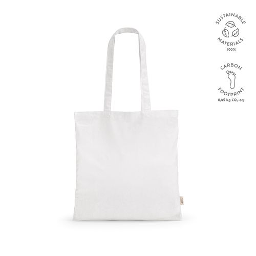white Bolsa de compra Everest; algodón reciclado 140 gsm Asas de 65 cm