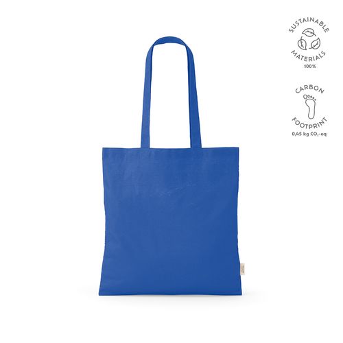 azulón Bolsa de compra Everest; algodón reciclado 140 gsm Asas de 65 cm