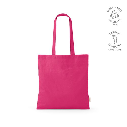 fucsia Bolsa de compra Everest; algodón reciclado 140 gsm Asas de 65 cm