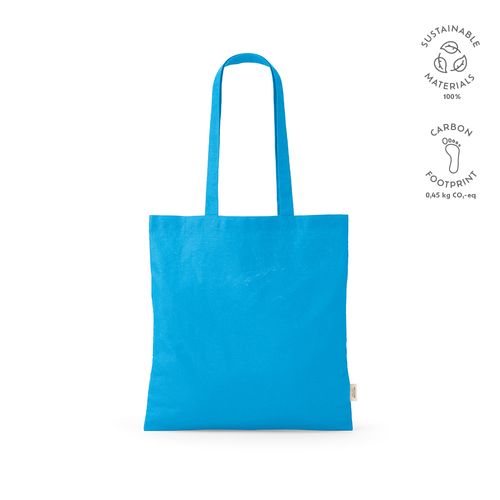 azul claro Bolsa de compra Everest; algodón reciclado 140 gsm Asas de 65 cm