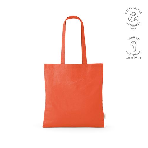 orange Bolsa de compra Everest; algodón reciclado 140 gsm Asas de 65 cm