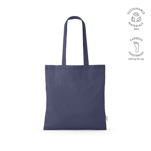 azul marino Bolsa de compra Everest; algodón reciclado 140 gsm Asas de 65 cm
