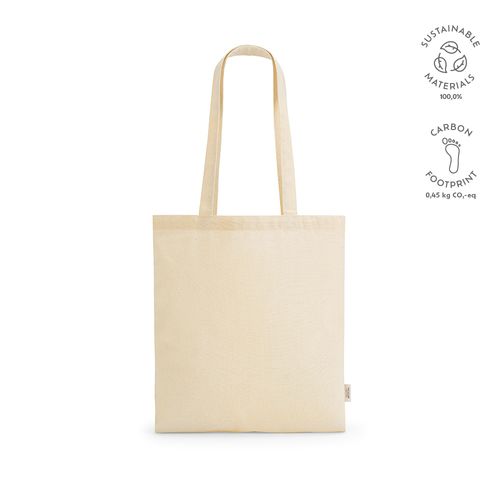 Bolsa de compra Everest; algodón reciclado 140 gsm Asas de 65 cm
