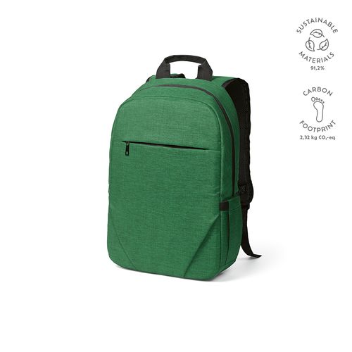 green Mochila Vilnius de 18 l de rPET. Bolsillo frontal. Para PC de 17