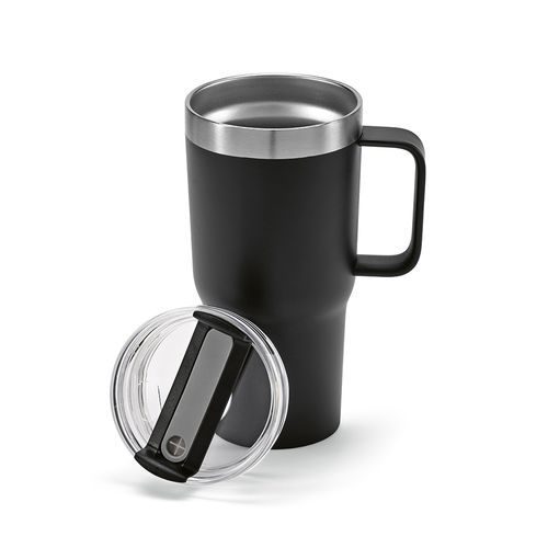 black Taza Neman; de rInox, de 580 ml. Doble pared y tapa giratoria