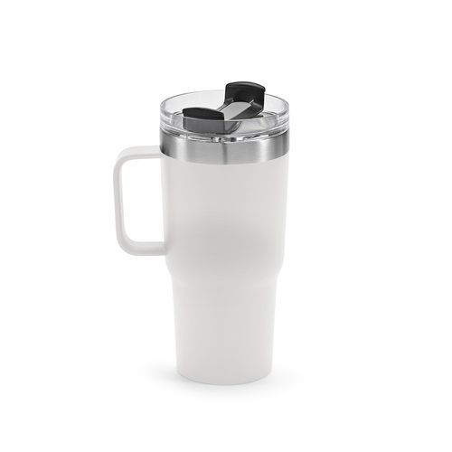 white Taza Neman; de rInox, de 580 ml. Doble pared y tapa giratoria