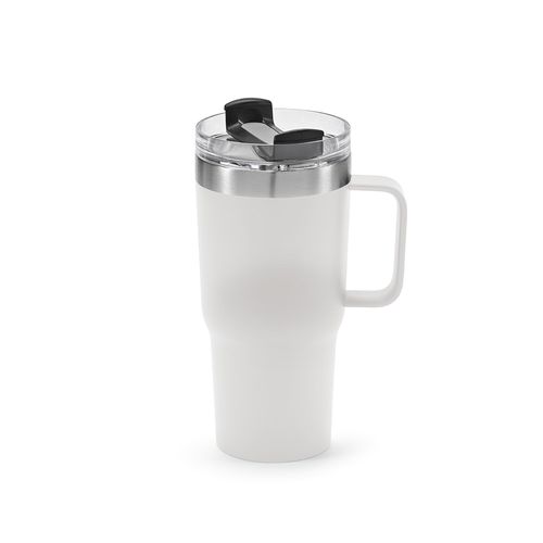 white Taza Neman; de rInox, de 580 ml. Doble pared y tapa giratoria
