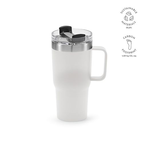 white Taza Neman; de rInox, de 580 ml. Doble pared y tapa giratoria